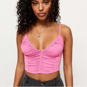 URBAN OUTFITTERS pink ruched tank top size M